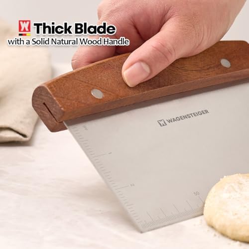 Stainless Steel Dough Scraper with Wooden Handle | Bench Scraper for