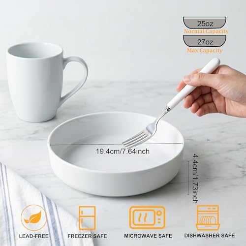 fMBB Pasta Bowls 26 oz, Salad Bowls Set for Serving Soup, Pasta
