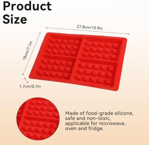 2Pcs Silicone Waffle Mold, Nonstick Waffle Maker Baking Tray Oven Air