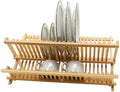Oggi 2 Tier Folding Bamboo Dish Drying Rack