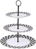 Porlien Checker Pattern 3 Tier Cake Stand for Desserts, Cupcakes