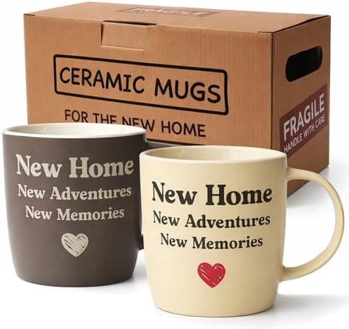 Triple Gifffted Housewarming Coffee Mug Gift Set, 13oz Ceramic