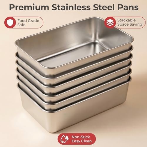 Kichwit 6 Pack Stainless Steel Loaf Pan for Baking Bread