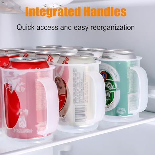 4 Pack Clear Can Organizer Rack For Refrigerator, Stackable Beverage