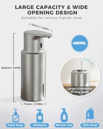 Automatic Liquid Soap Dispenser, Touchless, Rechargeable