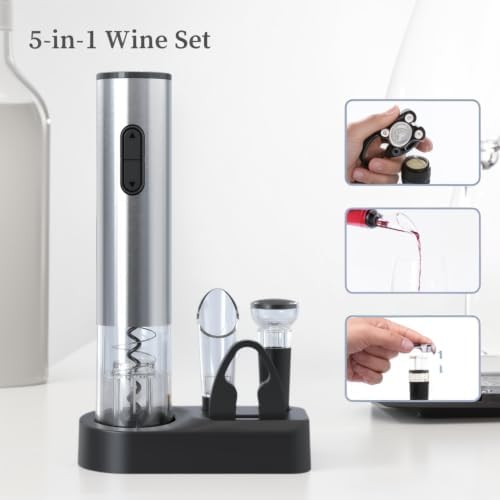 PEIPU Electric Wine Opener Set, Battery Operated 5-in-1 Wine Gifts for