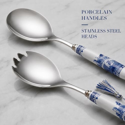 Spode – Blue Italian – Blue Italian Salad Servers – BlueWhite, Set of
