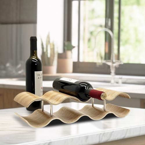 2-Tier Wine Rack Countertop, 7 Bottles Wooden Wine Holder Inserts for
