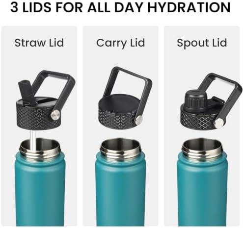 Konokyo 18 oz Insulated Stainless Steel Water Bottle with Straw Lid