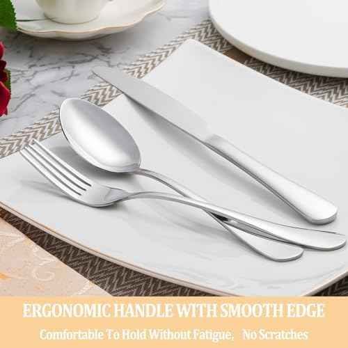 40 Piece Silverware Set Service for 8,Premium Stainless Steel Flatware Set,Mirror Polished Cutlery Utensil Set,Durable Home Kitchen Eating Tableware Set,Include Fork Knife Spoon Set,Dishwasher Safe