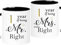 1 Year Anniversary Coffee Mugs Set of 2 for Couple Boyfriend