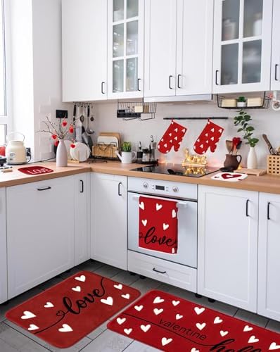 Tieshankao 10Pcs Valentines Day Kitchen Decor Set Towels Pot Holders