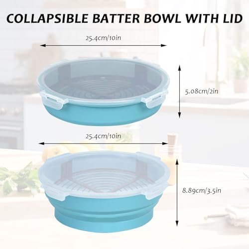Collapsible Breader Shaker Bowl with Lid, 10 x 3.5 Inch Breading