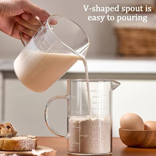 500ML 2 CUP Glass Liquid Measuring Cup with Blank Label
