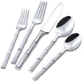 Silverware Set Silver Bamboo Handle Flatware Stainless Steel Heavy