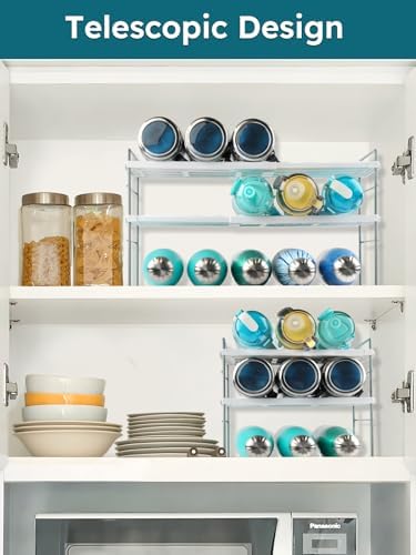 10.6-16.7" Adjustable Width Water Bottle Organizer for Cabinet, 3-Tier