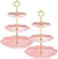 Tanlade 2 Pcs Porcelain Cupcake Stand 3 Tier Serving Tray Dessert