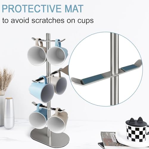 Mug Holder Tree, Coffee Cup Holder with 6 Hooks, Coffee Mug Rack