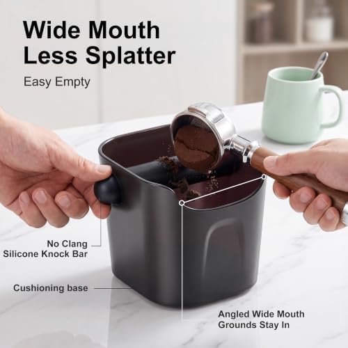 Li&Zhao Espresso Puck Knock Box - Plastic Coffee Grounds Bin with