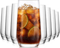 16oz Drinking Glasses Set of 8,Lead-Free Crystal Tall Water Glass