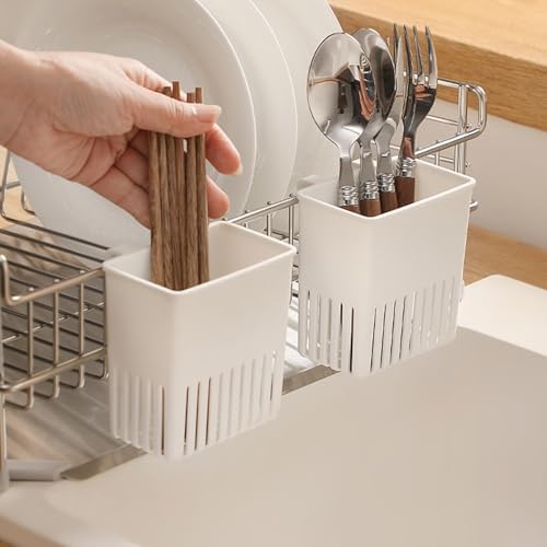 Utensils Holder Cutlery Drying Rack Kitchen Drainer Basket Compact