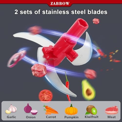 Multi-Functional Manual Food Processor,8 Cup Hand-powered Crank Chopper,Mincer Blender with Clear Container,for Vegetables Meat Fruits Nuts Herbs Onions (White)