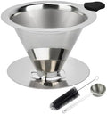 Pour Over Coffee Dripper, Reusable Cone Stainless Steel Coffee Filter