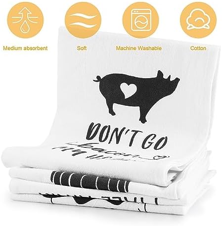 Miracu Funny Kitchen Towels Sets of 4, Flour Sack Dish Towels Kitchen