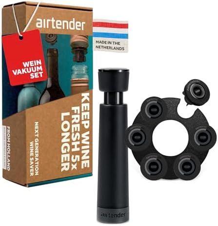 Airtender Vacuum Wine Pump Set with 6 Wine Stoppers - HQ Vacuum