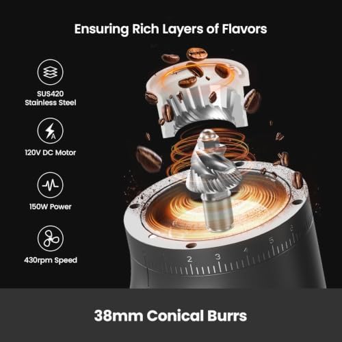 Gemilai G9010B Electric Burr Grinder, 60 Settings, Grey