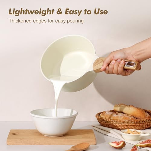 SENSARTE Ceramic Nonstick Sauce Pan with Lid, 1.5 Quart Small