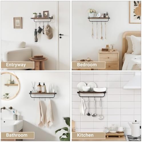 Mkono Coffee Bar Shelves, Wall Mounted Mug Rack, 2 Pack