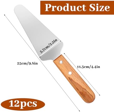 12 Pcs Stainless Steel Pizza Servers with Wooden Handle, Pie Servers
