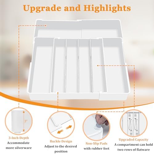 Homecor Silverware Drawer Organizer - Expandable Drawer Organizer for
