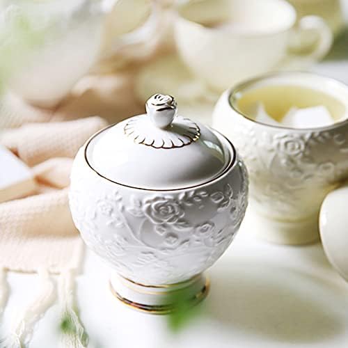 Sugar Bowl,Seasoning Canister, Ceramic Sugar Bowl with Lid and Milk
