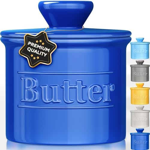 Butter Crock with Lid, French Butter Dish and Ceramic Butter Keeper