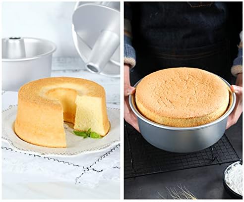 Tosnail 3 Pieces 6 Inches Aluminum Angel Food Cake Pan Round Cake Pan