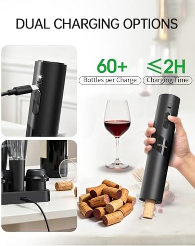 CIRCLE JOY Electric Wine Opener Rechargeable, 7-in-1 Automatic Wine