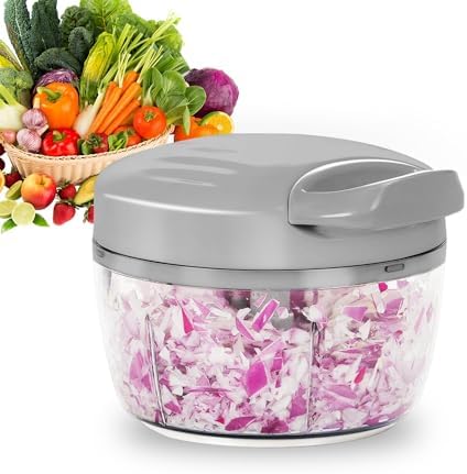 Manual Food Processor Vegetable Chopper 2.3 Cup Small Mini Hand Pull
