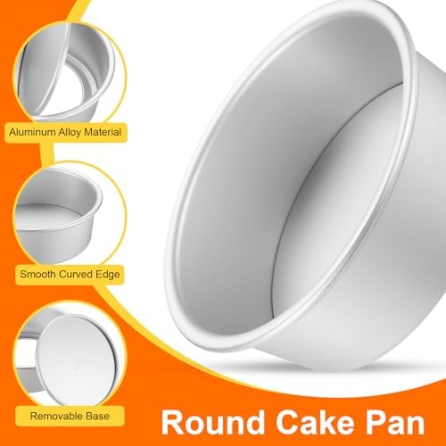 HARFINGTON 2Pcs Round Cake Pan with Removable Loose Bottom 5" Small
