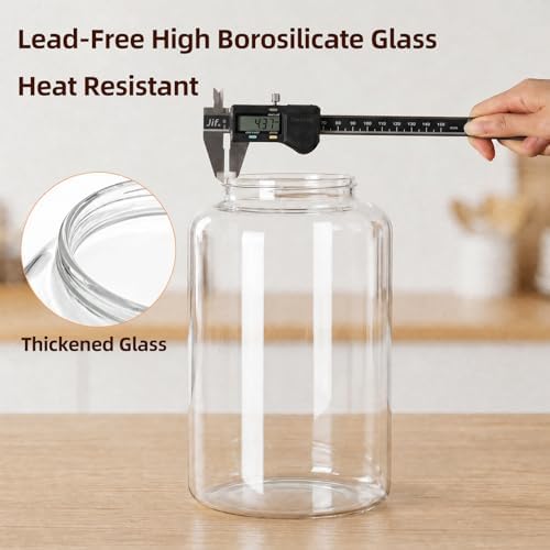 Joypeace 2 Pack 1.2 Gallon Large Glass Jars with Airtight Screw-On