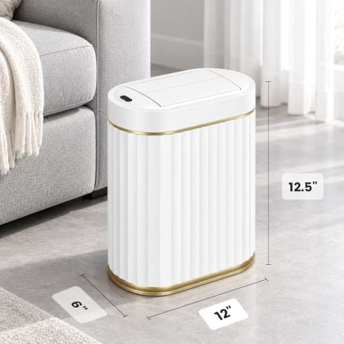 SYNCVIBE Bathroom Sensor Trash Can, 2 Gallon, White Gold