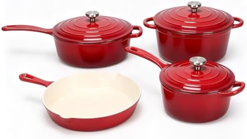 Enameled Cast Iron Cookware Set, Dutch Oven for Bread Baking &
