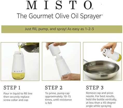 Misto Gourmet Refillable Oil Sprayer Bottle, White