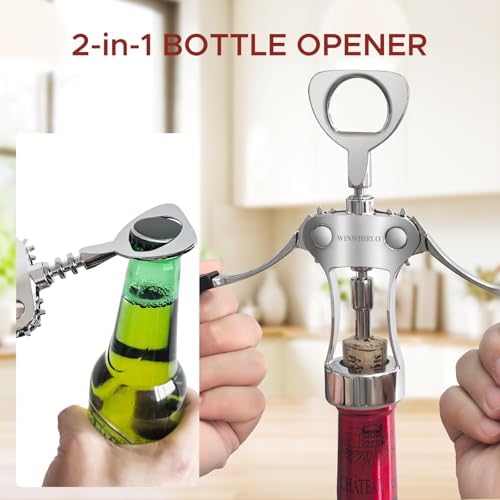 Wine Bottle Opener Gift Set, Zinc Alloy Wing Corkscrew with Vacuum