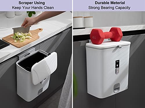 Sooyee 2.4 Gallon Plastic Compost Bin with Lid, White