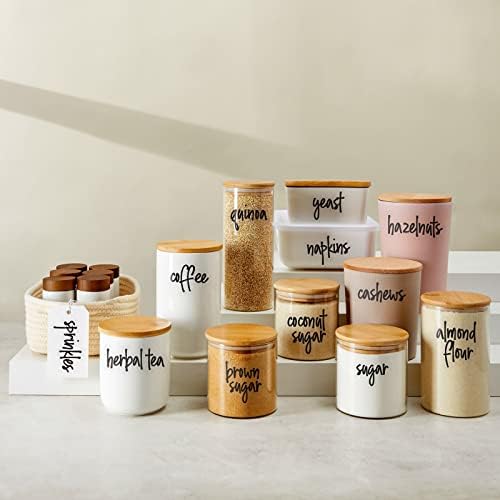 Talented Kitchen Pantry Labels for Food Containers - 157-Piece, Black