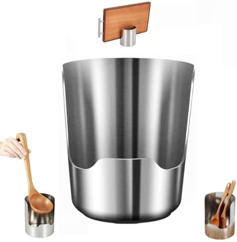 Multi-Functional Stainless Steel Kitchen Utensil Holder, 2-in-1 Spoon