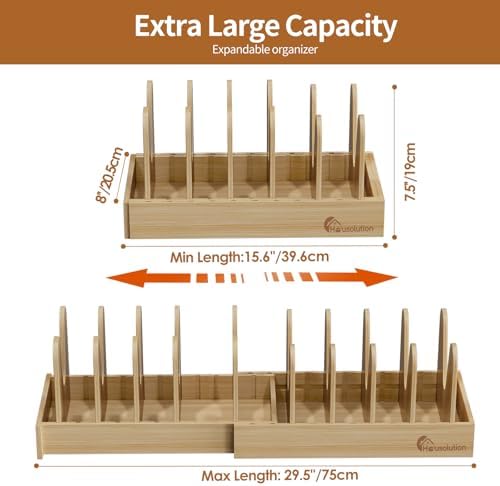 Housolution Bamboo Pot and Pan Lid Organizer Holder Storage Rack