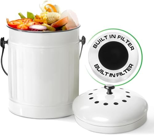 Plexon 1.5 Gallon White Countertop Compost Bin